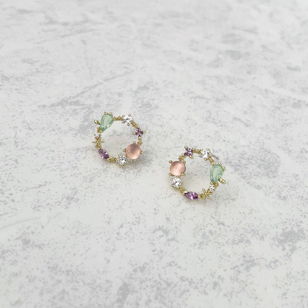 Saffy Blush Jewelled Wreath Studs