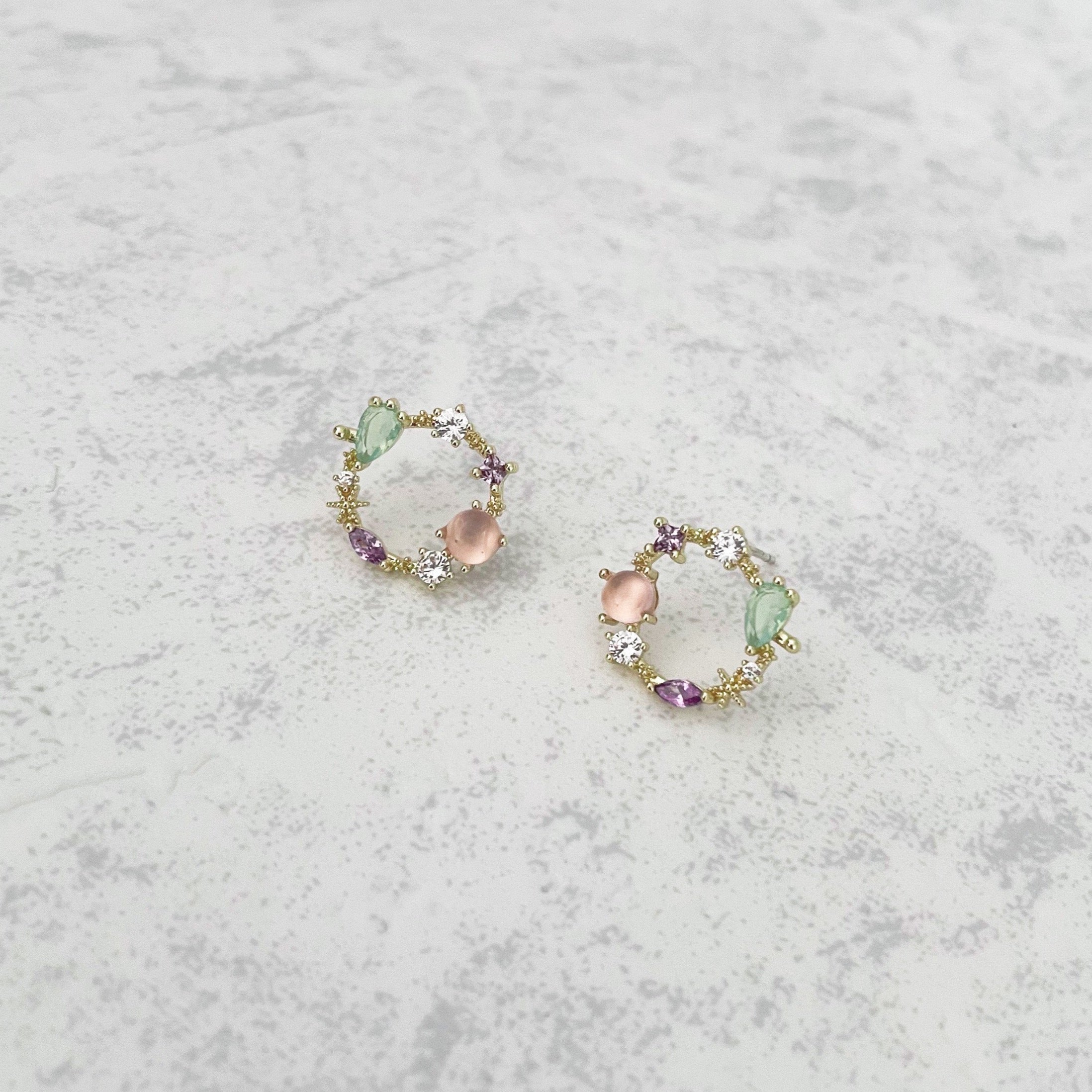 Saffy Blush Jewelled Wreath Studs