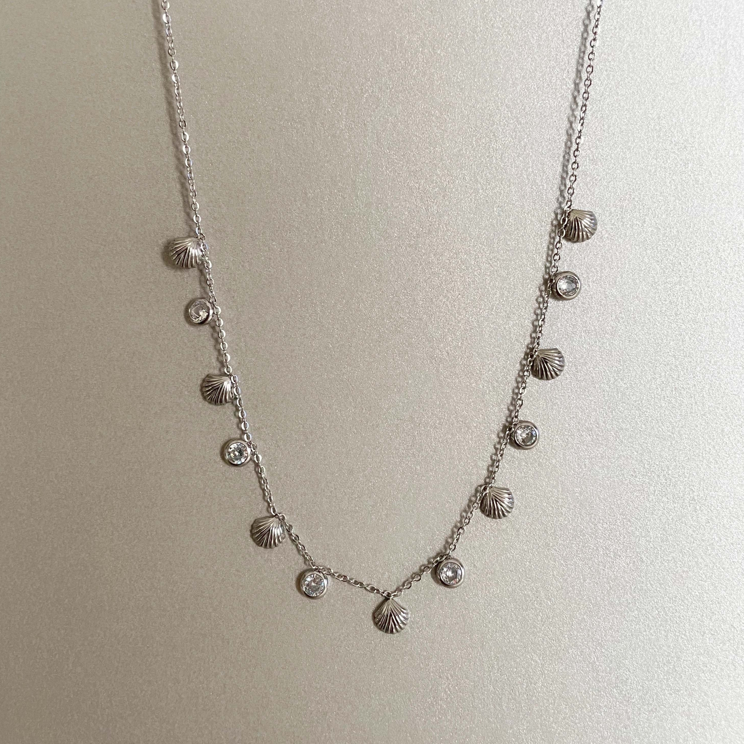 Hanaali Silver Tone Shell Necklace