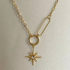 Sahara Luxe 18k Gold Plated Double Layer Sunburst Pendant Necklace