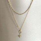 Sahara Luxe 18k Gold Plated Double Layer Sunburst Pendant Necklace