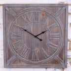 Large Square Wooden Clock 60cm 2 Colours Grey