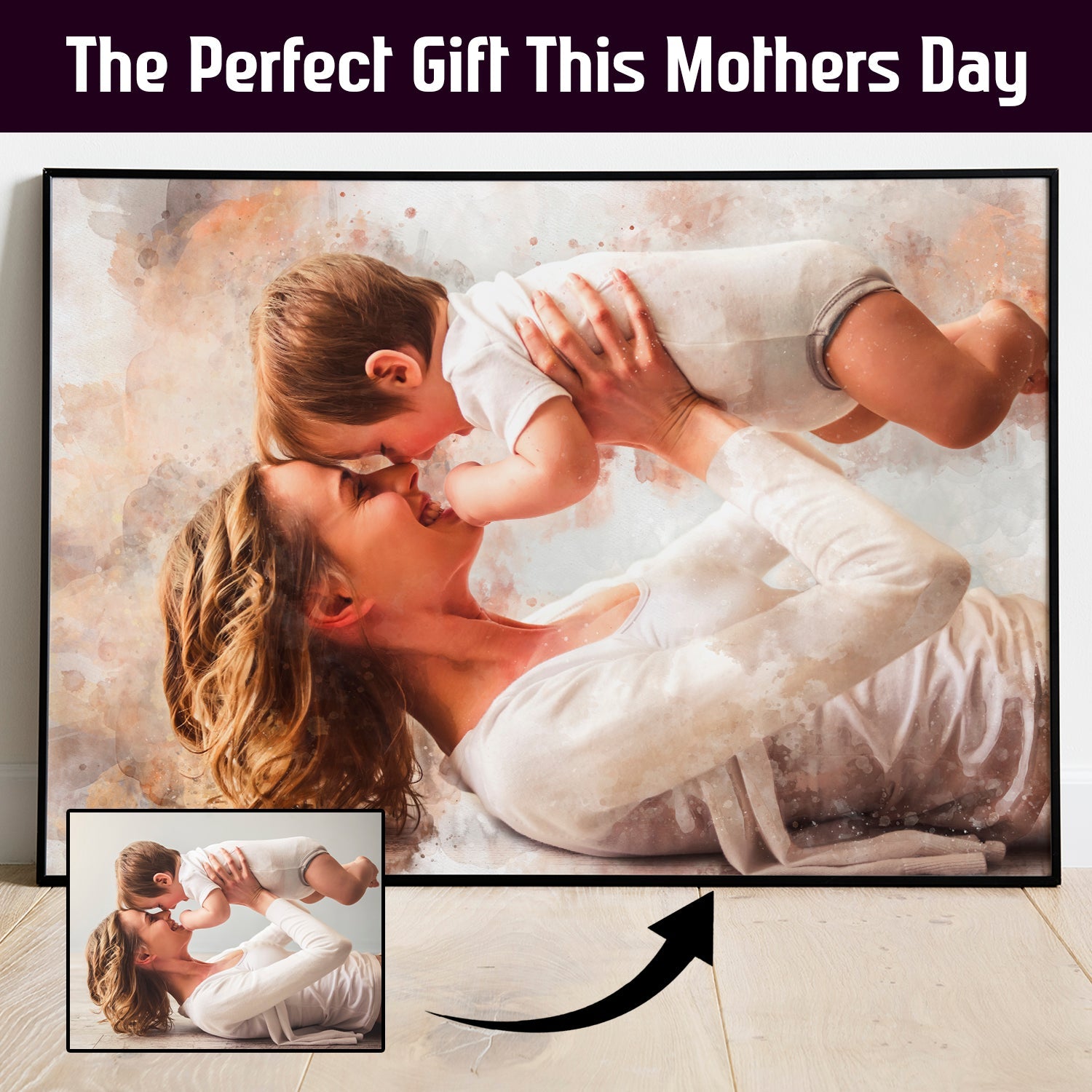 Mothers Day Personalised Watercolour Portrait