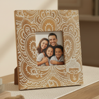 Small White Buddha Mango Wood Photo Frame 10x10cm