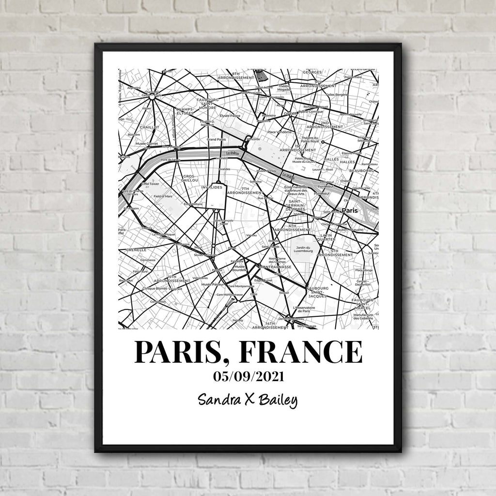 Map Location Custom Artwork Black & White Map