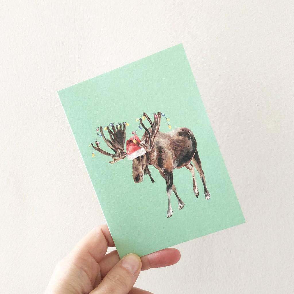 Festive Moose Christmas Card A6 Greeting Card