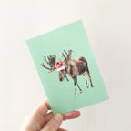 Festive Moose Christmas Card A6 Greeting Card