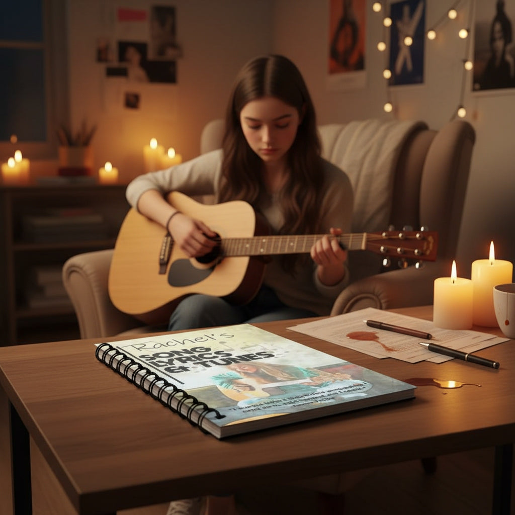 Personalised Notebook - "Song Lyrics & Tunes" Acoustic Guitar