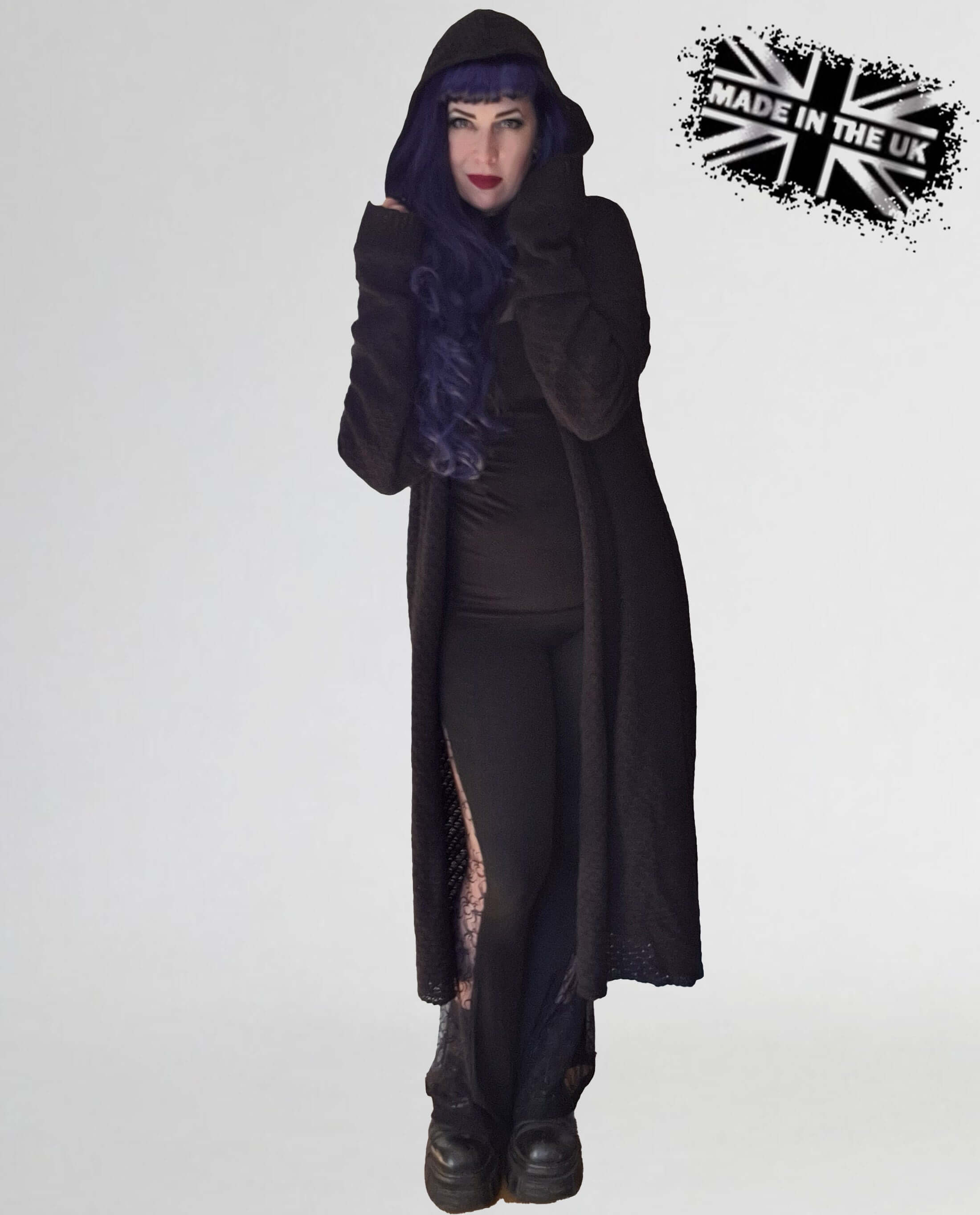 Necessary Evil Athena Long Gothic Hooded Cardigan - Draped Witchy Style