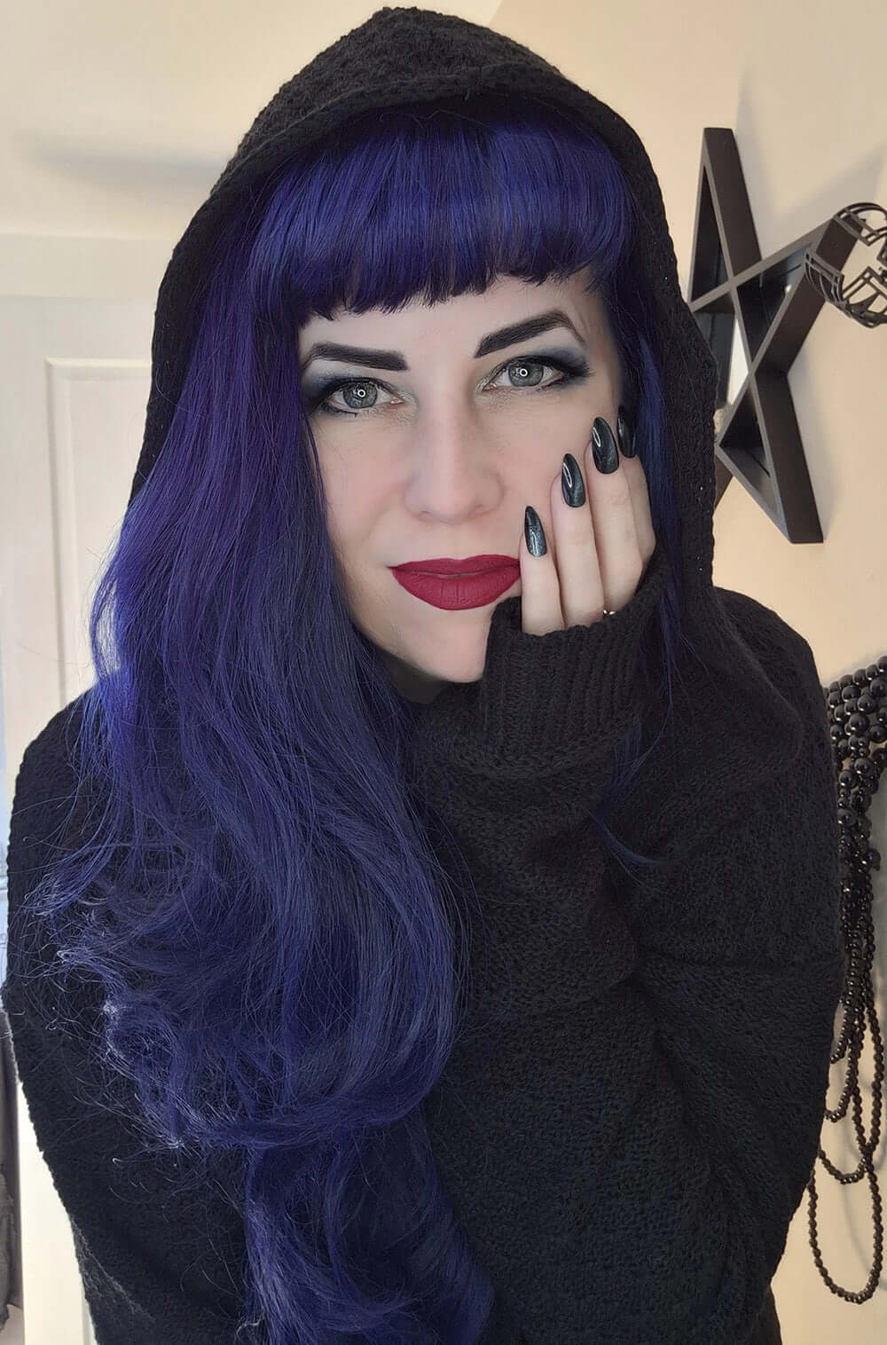 Necessary Evil Athena Long Gothic Hooded Cardigan - Draped Witchy Style