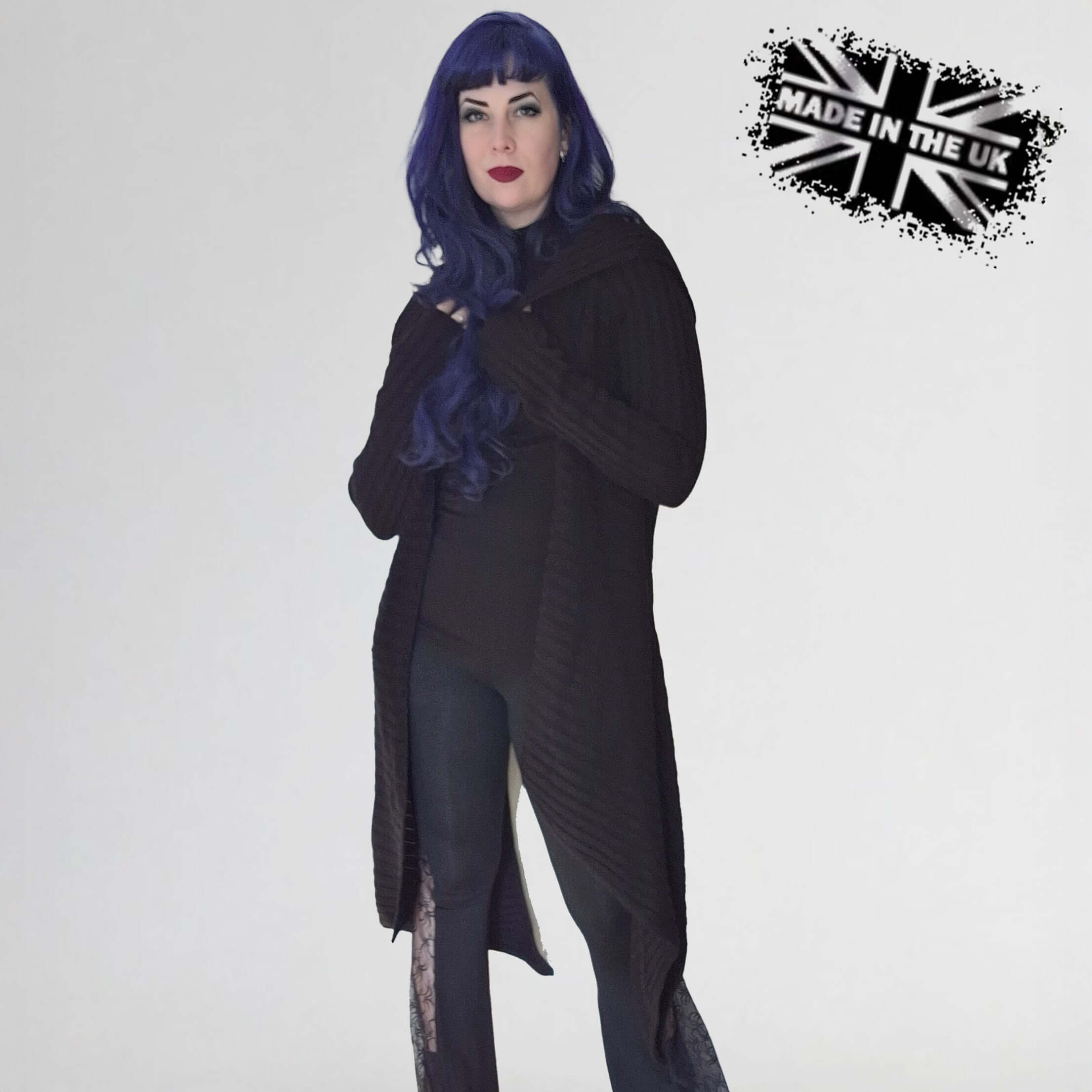 Necessary Evil Ribbed Sabrina Draped Cardigan with Hood
