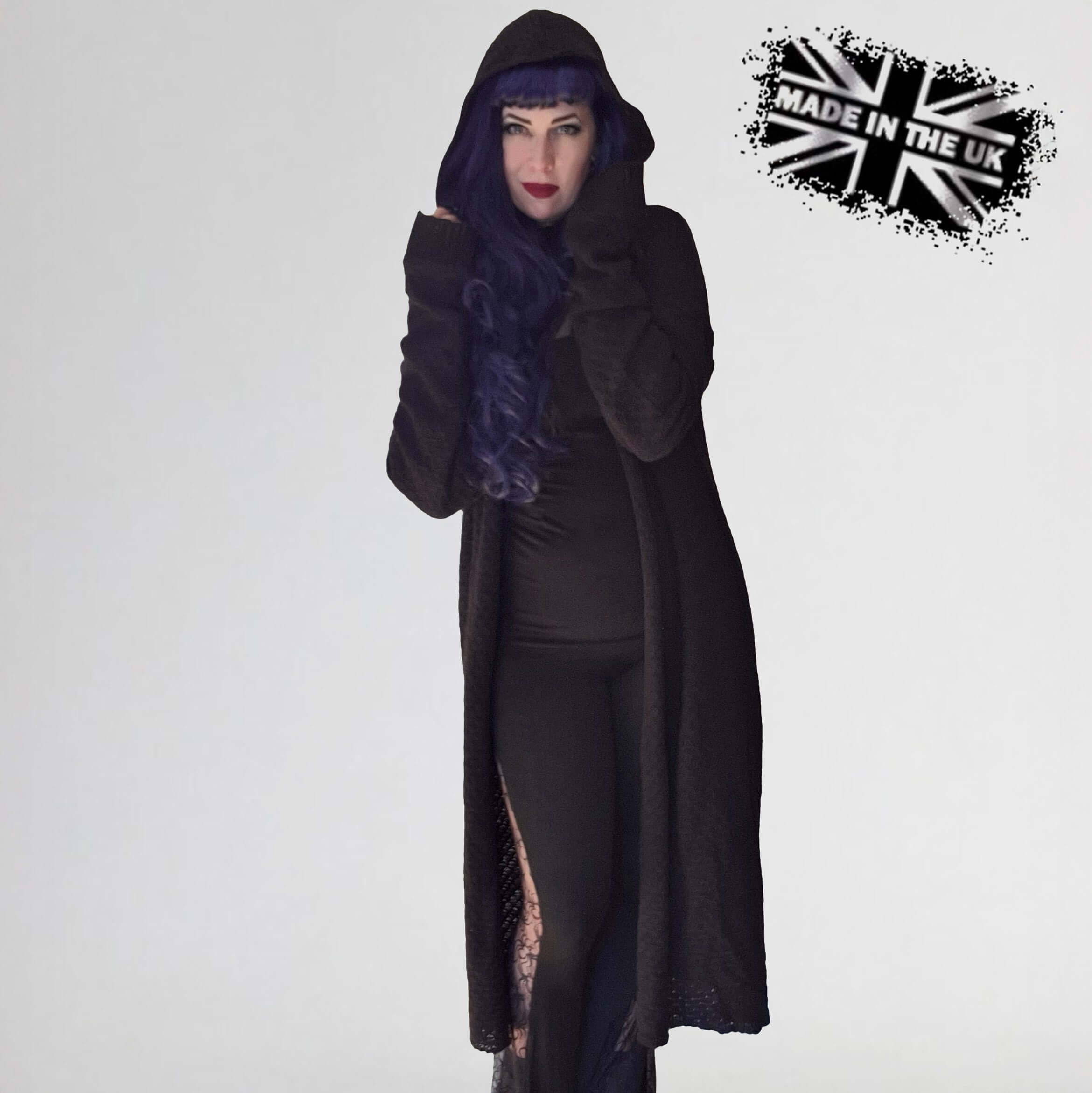 Necessary Evil Athena Long Gothic Hooded Cardigan - Draped Witchy Style