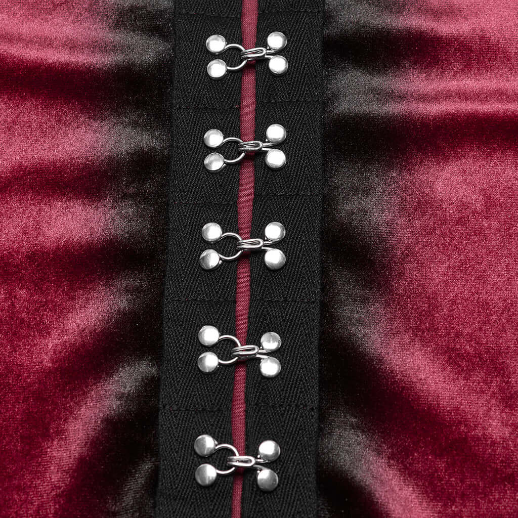 Punk Rave Leticia Burgundy Gradient Velvet Top with Feature Hooks and Eyes