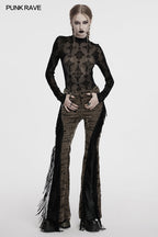 Punk Rave Ravena Cross Flocking Mesh Top