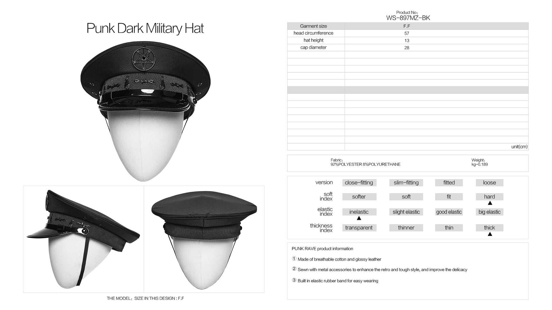Punk Rave Malphas Dark Military Hat