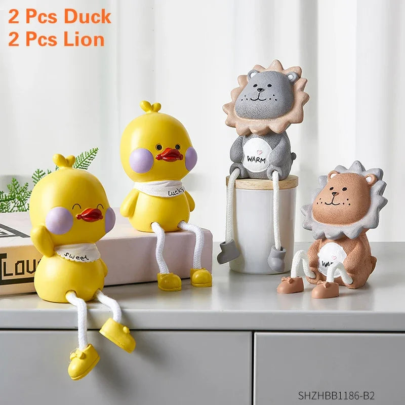 Nordic Cute Resin Hanging Dolls – Sitting Figurine Ornaments for Home Décor Combination A