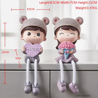 Nordic Cute Resin Hanging Dolls – Sitting Figurine Ornaments for Home Décor 2 Pcs Girl1