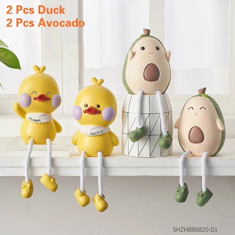 Nordic Cute Resin Hanging Dolls – Sitting Figurine Ornaments for Home Décor Combination D