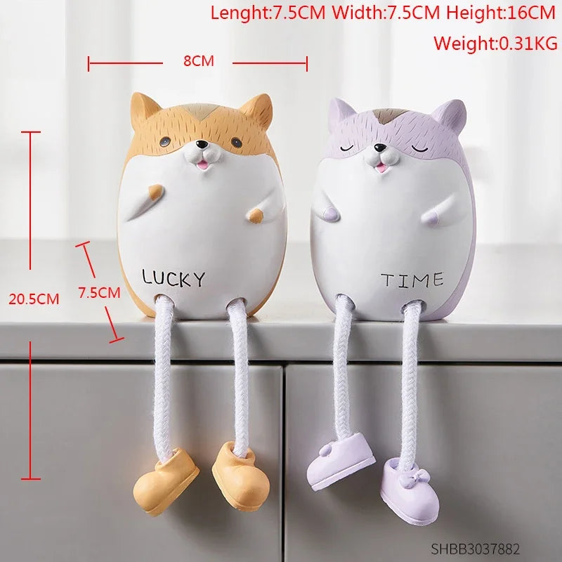 Nordic Cute Resin Hanging Dolls – Sitting Figurine Ornaments for Home Décor 2 Pcs Squirrel