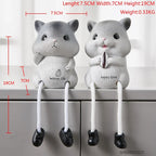 Nordic Cute Resin Hanging Dolls – Sitting Figurine Ornaments for Home Décor 2 Pcs Hamster