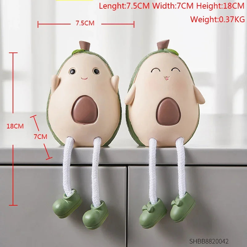 Nordic Cute Resin Hanging Dolls – Sitting Figurine Ornaments for Home Décor 2 Pcs Avocado