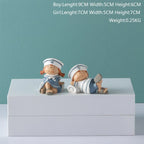 Nordic Cute Resin Hanging Dolls – Sitting Figurine Ornaments for Home Décor Navy Decorative