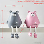 Nordic Cute Resin Hanging Dolls – Sitting Figurine Ornaments for Home Décor 2 Pcs Bear