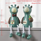 Nordic Cute Resin Hanging Dolls – Sitting Figurine Ornaments for Home Décor 2 Pcs Elk