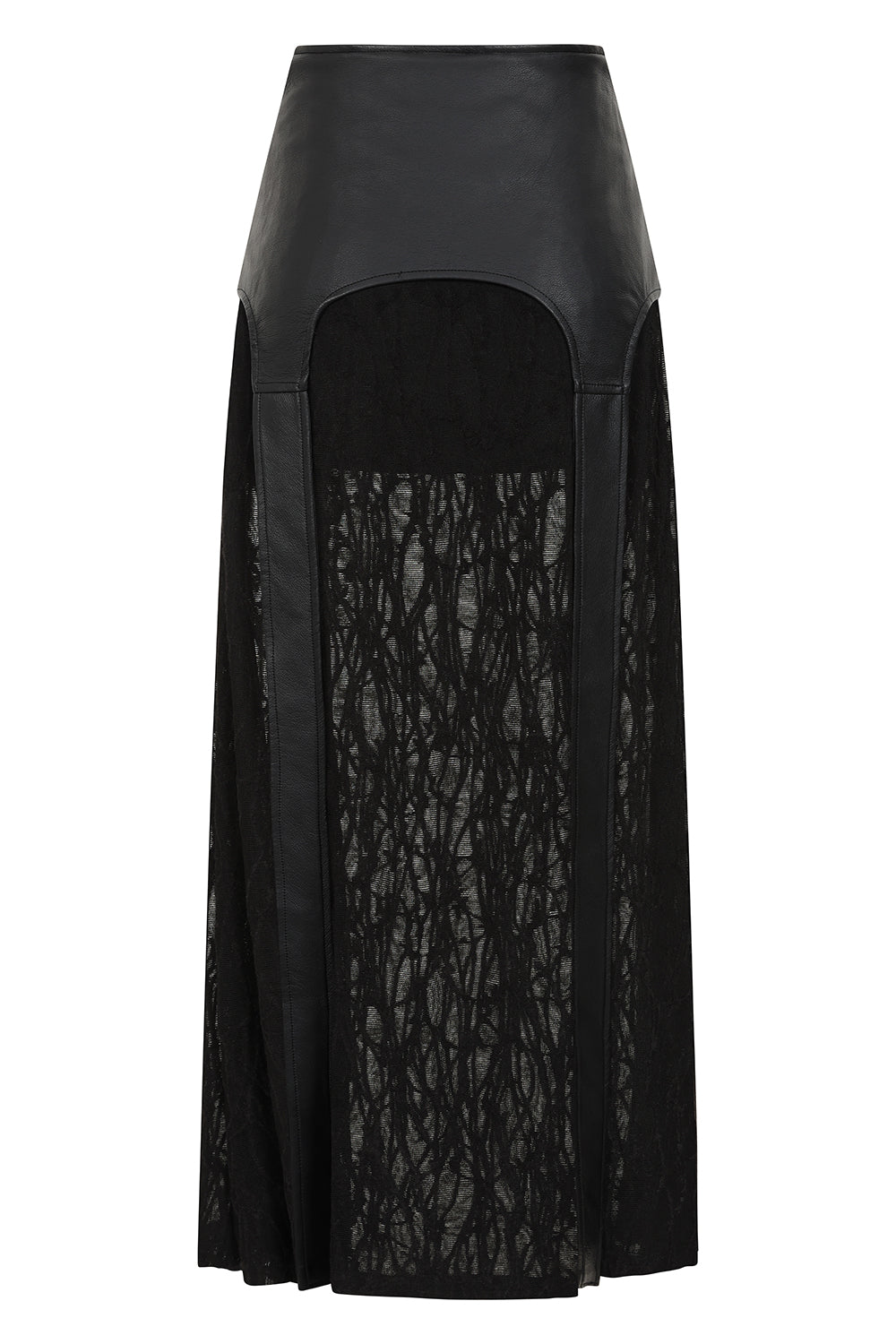 Banned Apparel Velkyn Faux Leather & Knit Panel Skirt in Black
