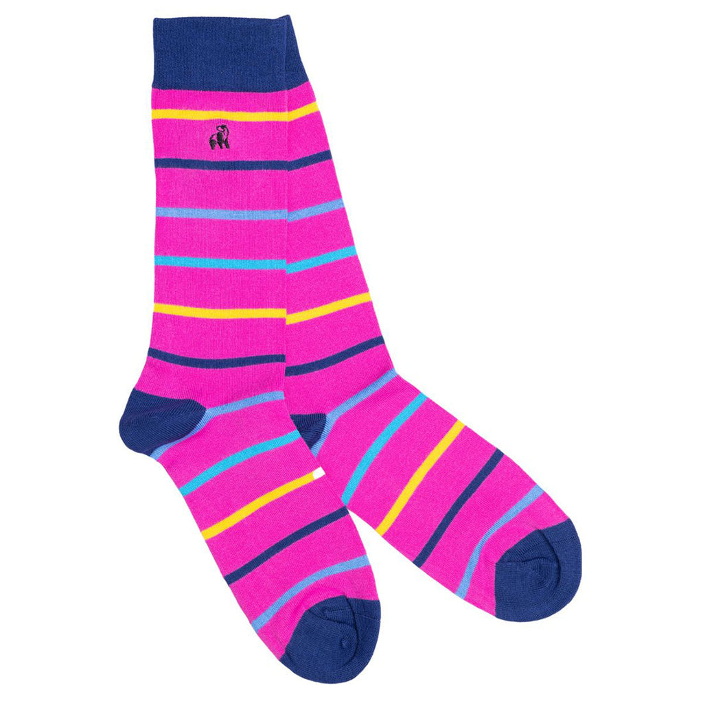 Pink Multi Stripe Bamboo Socks UK 7-11 (US 8-12 EU 40-47)
