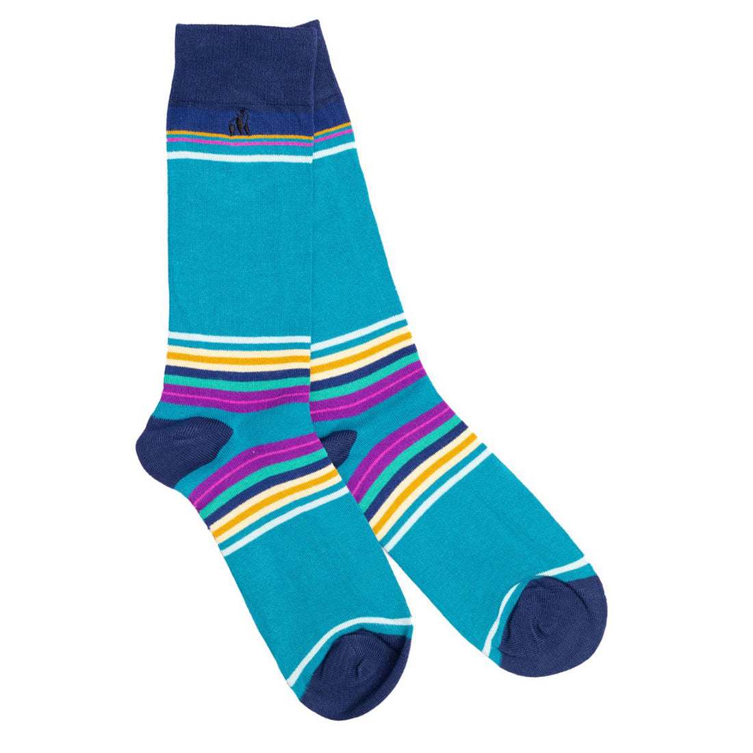 Green Multi Stripe Bamboo Socks UK 7-11 (US 8-12 EU 40-47)