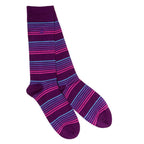 Purple Narrow Striped Bamboo Socks UK 7-11 (US 8-12 EU 40-47)