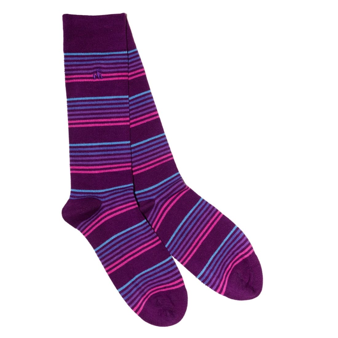 Purple Narrow Striped Bamboo Socks UK 7-11 (US 8-12 EU 40-47)