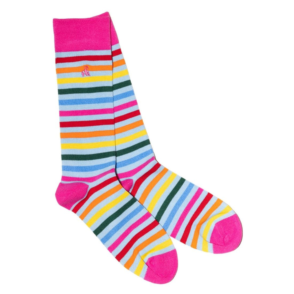 Pastel Striped Bamboo Socks UK 4-7 (US 5-7.5 EU 37-40)