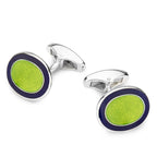Oval Cloisonne Sterling Silver Cufflinks In Green