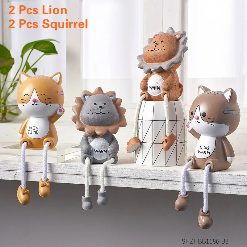 Nordic Cute Resin Hanging Dolls – Sitting Figurine Ornaments for Home Décor Combination B