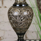 Set of 2 Black Etched Brass Vases 40cm and 50cm