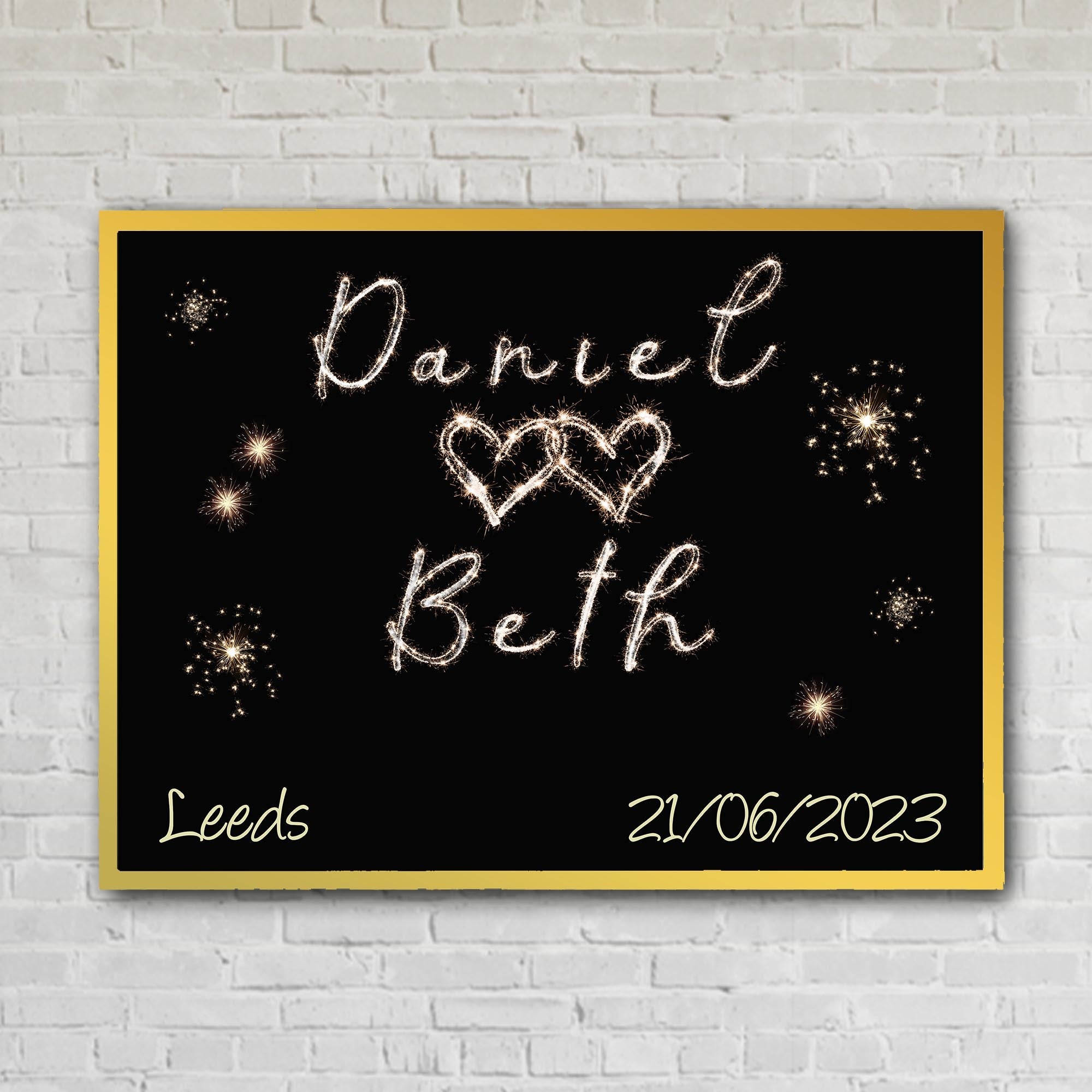 Sparkler Couples Names Custom Artwork
