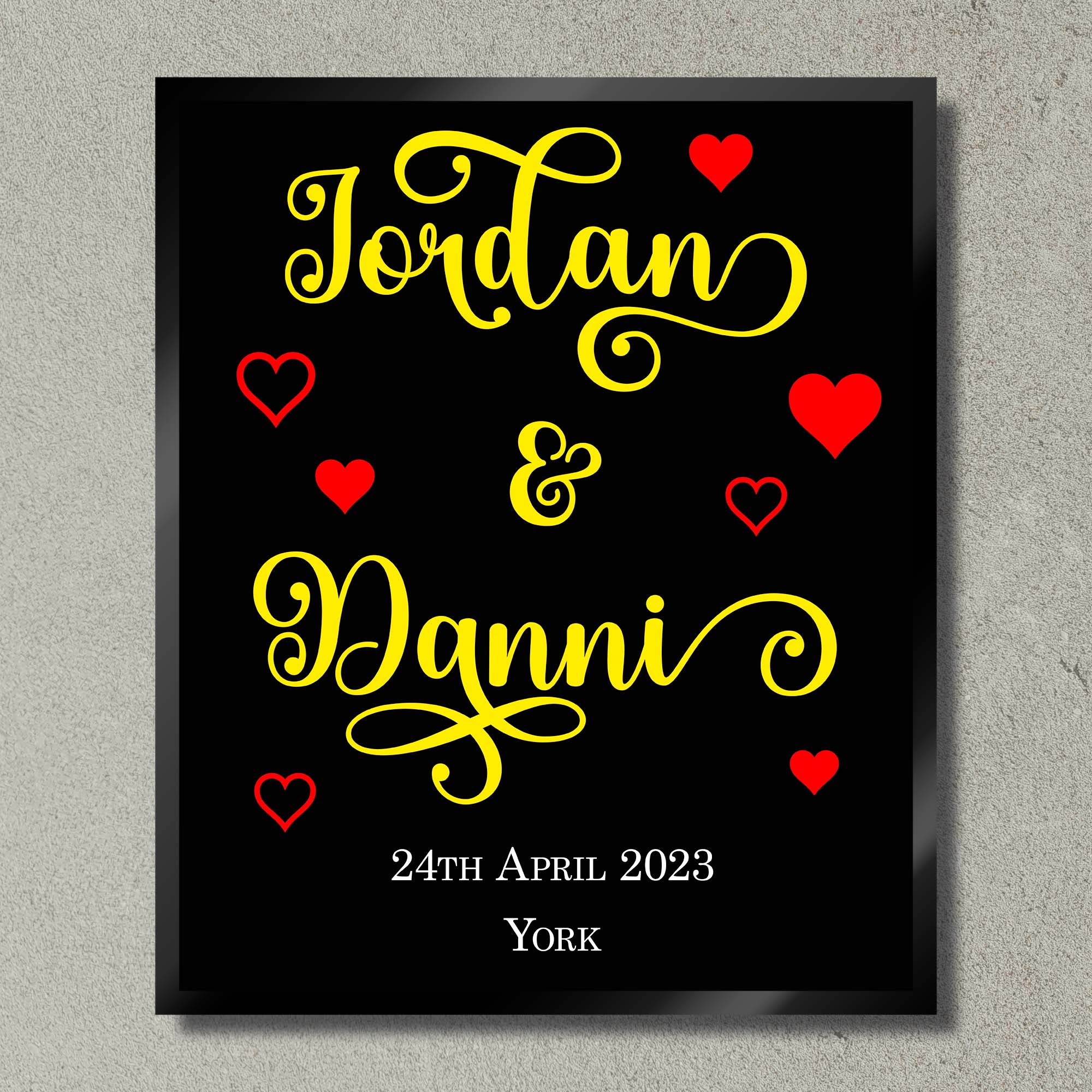 Illuminated Artwork "Couple in Love" with Personalisation