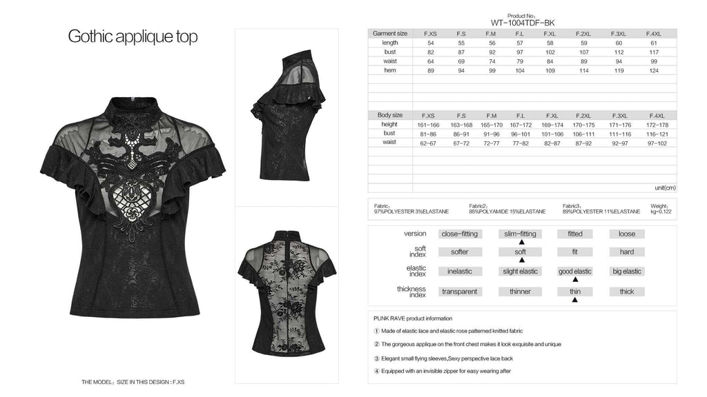 Punk Rave Gothic Applique Top