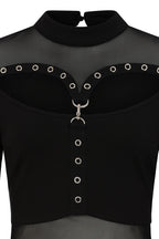 Banned Cordelia Sheer Mesh Panel Goth Top in Black