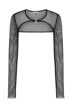 Banned Apparel Venus Metallic Fishnet Crop Top in Blue Black