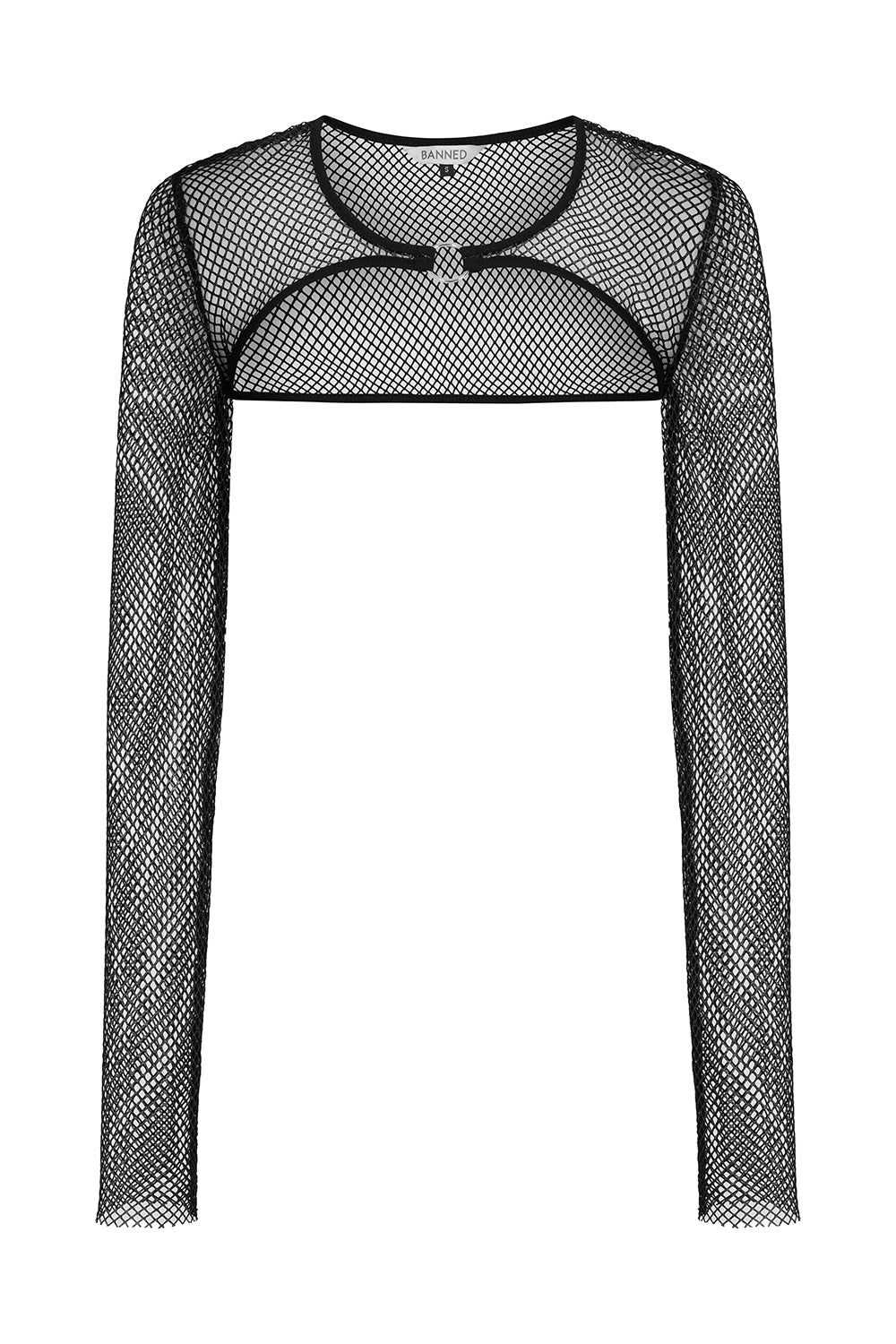 Banned Apparel Venus Metallic Fishnet Crop Top in Blue Black