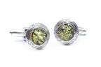 Textured Frame Green Amber Cufflinks
