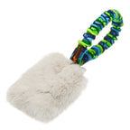 Faux Fur Pocket Bungee Squeaker Green Pattern