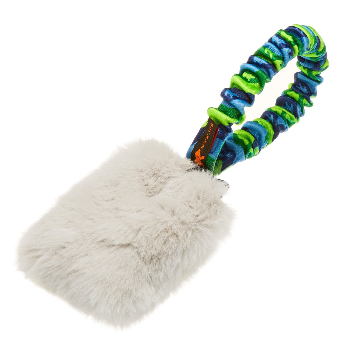 Faux Fur Pocket Bungee Squeaker Green Pattern