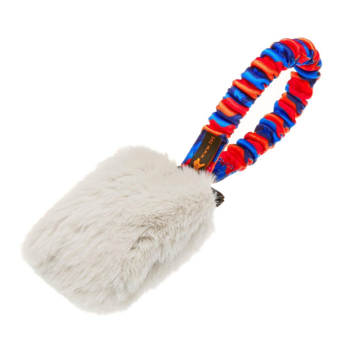 Faux Fur Pocket Bungee Squeaker Orange Pattern