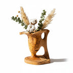 Handcrafted Olive Wood Pitcher Vase (34x20x28cm) | One-of-a-Kind Real Piece