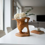 Handcrafted Olive Wood Pitcher Vase (34x20x28cm) | One-of-a-Kind Real Piece