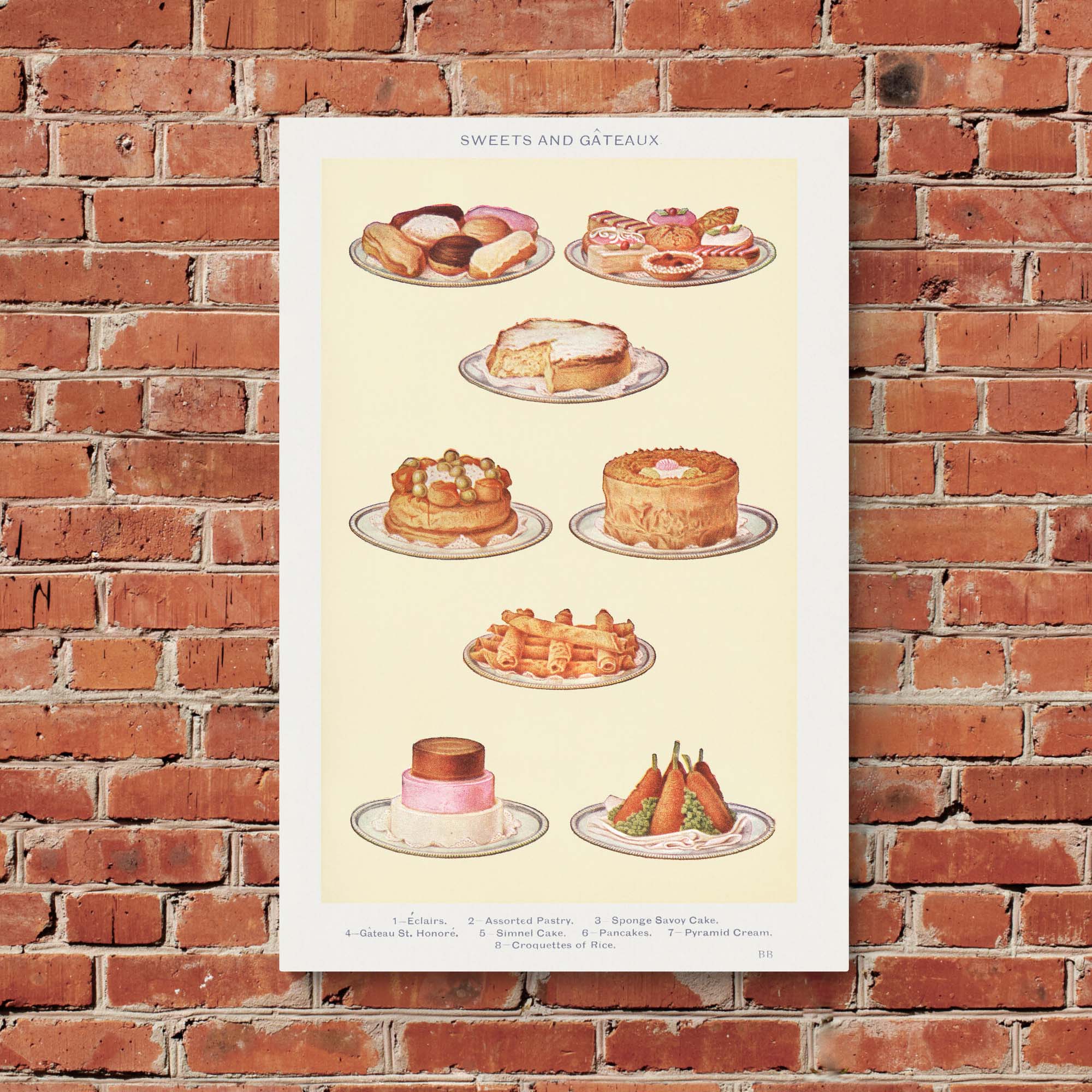"Mrs Beeton's Sweets and Gateaux" on Framed Prints, Canvas, Framed Canvas, Acrylic or Print-only